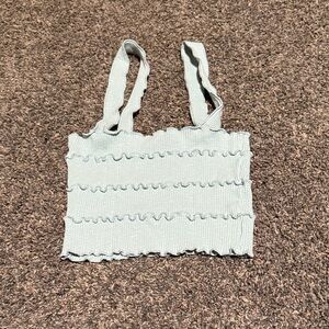 Zara Soft Blue Textured Crop Top